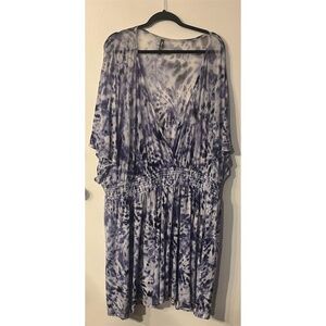 Torrid 5 Purple Tie-Dye Mesh Smock Waist Swimsuit Cover Up Dress 5x 28‎